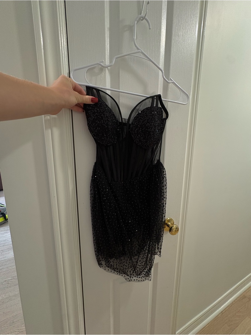 Sparkle Black Sheer Corset Mini Dress
